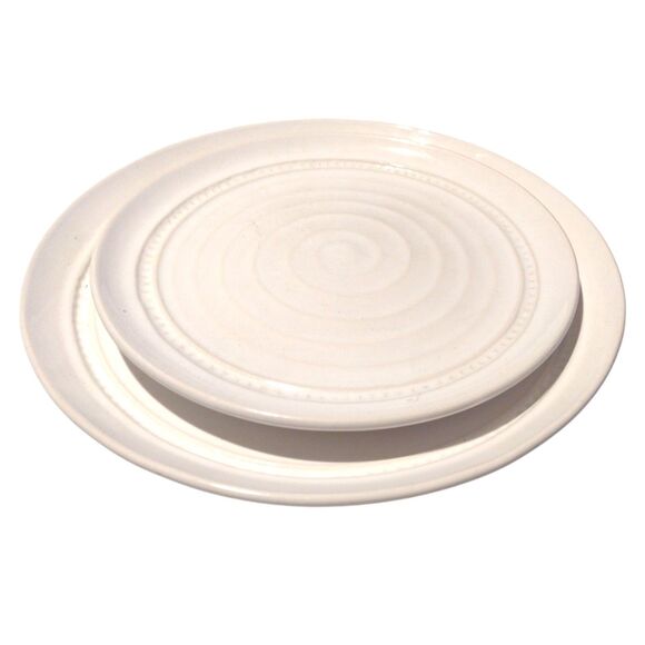 Artimino Venezia Tuscan White Cream Set of 2 Stoneware Pottery Plates Italy - Picture 2 of 12